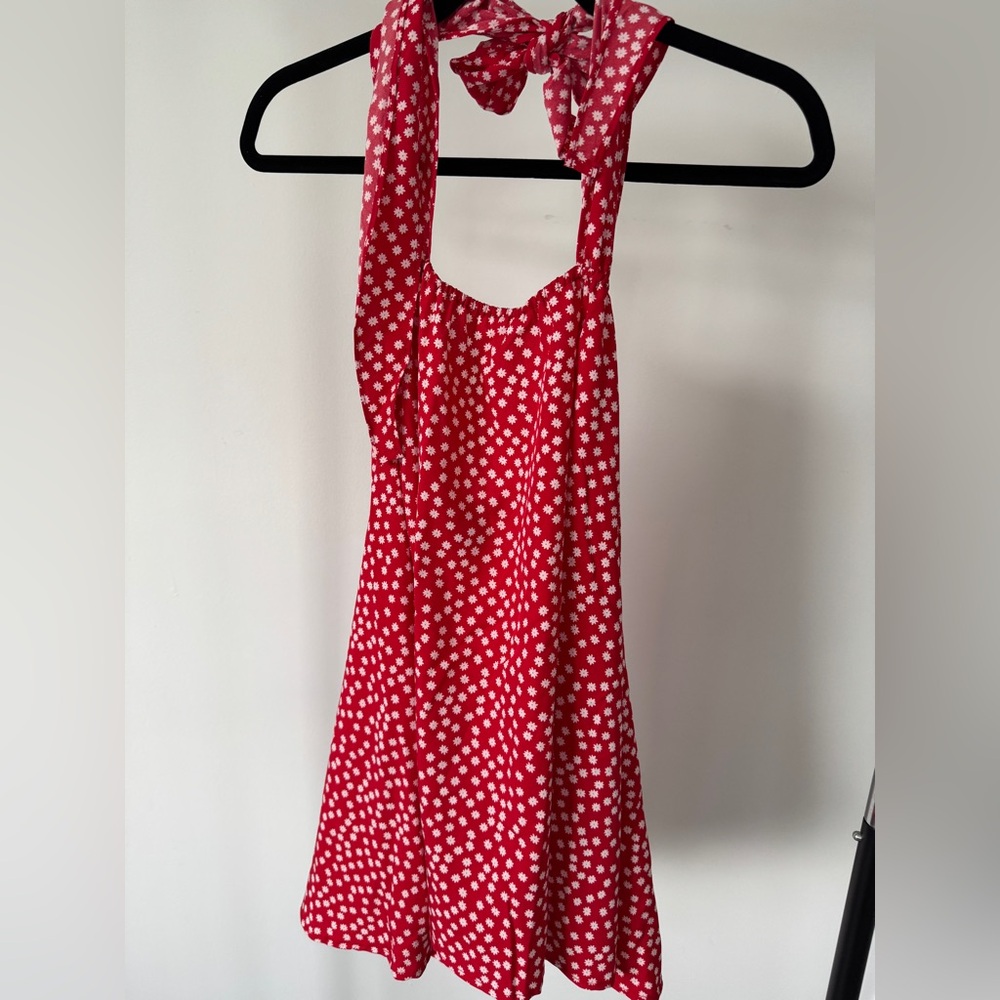 SHEIN Red and White Floral Dress